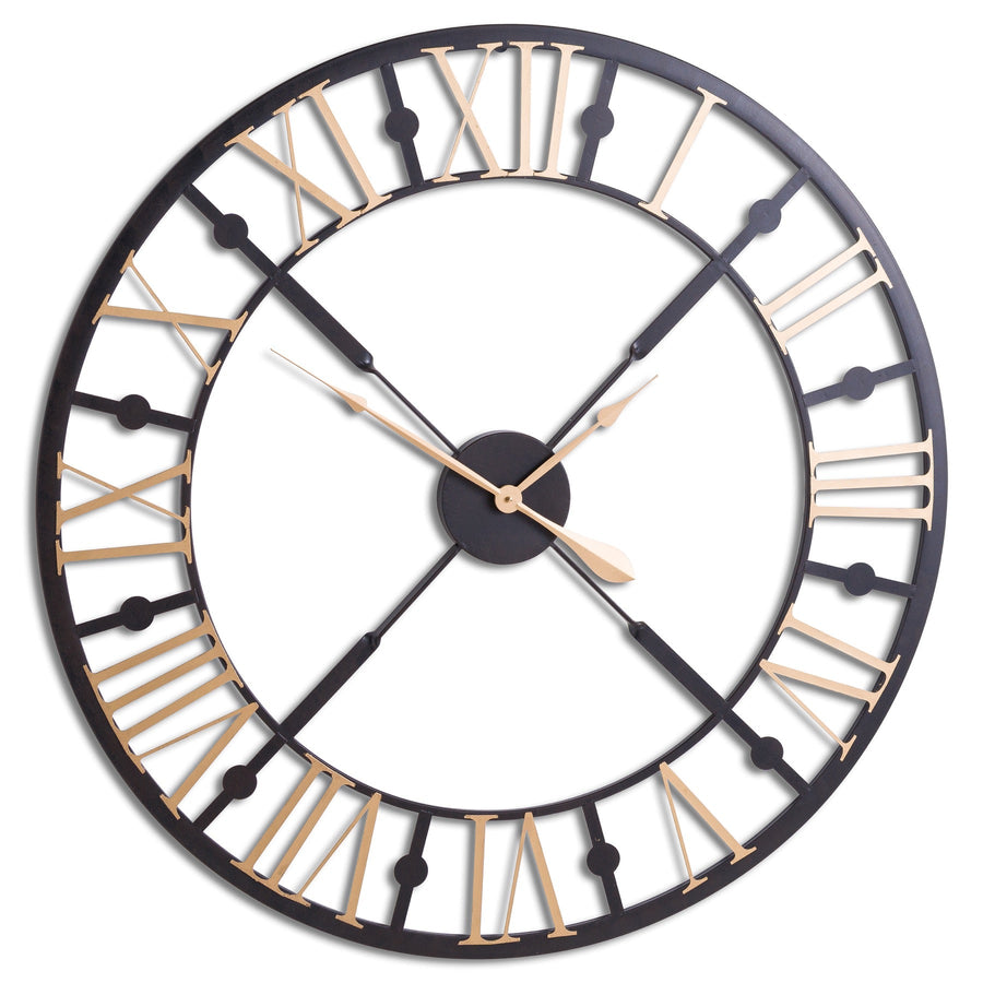 20795 - Coa Living Black And Gold Skeleton Clock - Coa Living