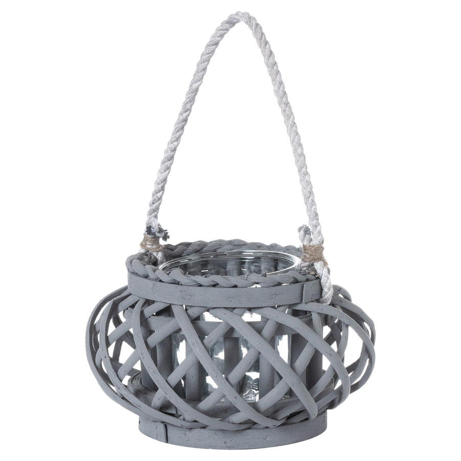 21410 - Coa Living Large Grey Wicker Basket Lantern - Coa Living