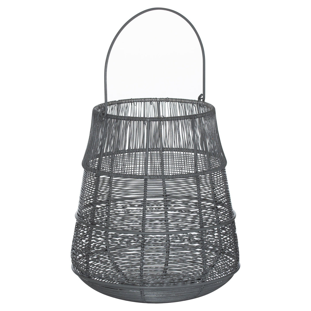 21681 - Coa Living Medium Wire Silver And Grey Glowray Conical Lantern - Coa Living