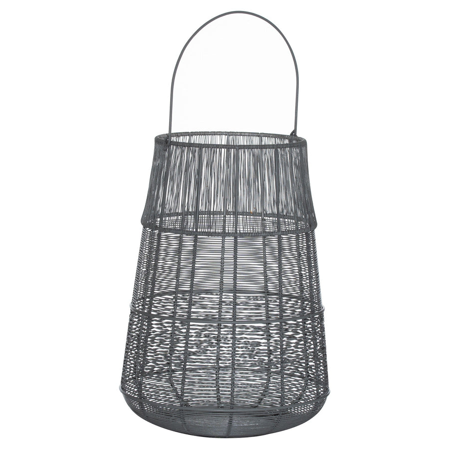 21682 - Coa Living Large Wire Silver And Grey Glowray Conical Lantern - Coa Living