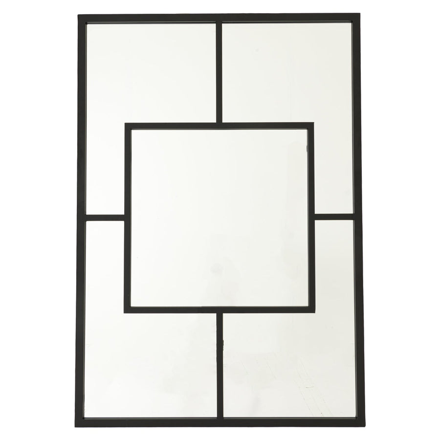 22136 - Coa Living Black Multi Paned Patterned Window Mirror - Coa Living