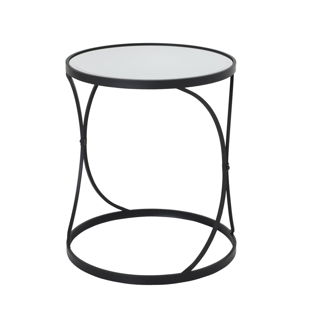 22487 - Coa Living Concaved Set Of Two Black Mirrored Side Tables - Coa Living