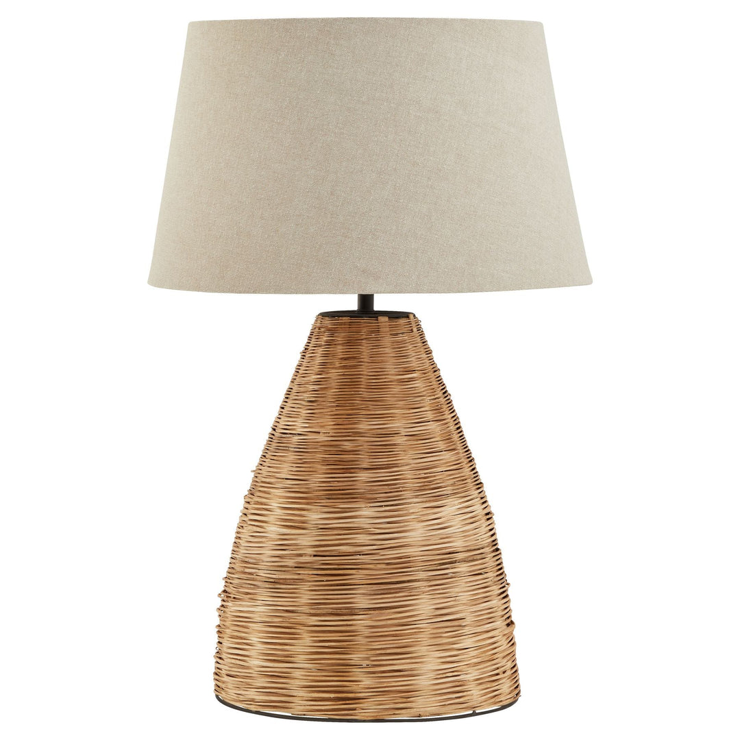 23055 - Coa Living Conical Wicker Table Lamp With Linen Shade - Coa Living