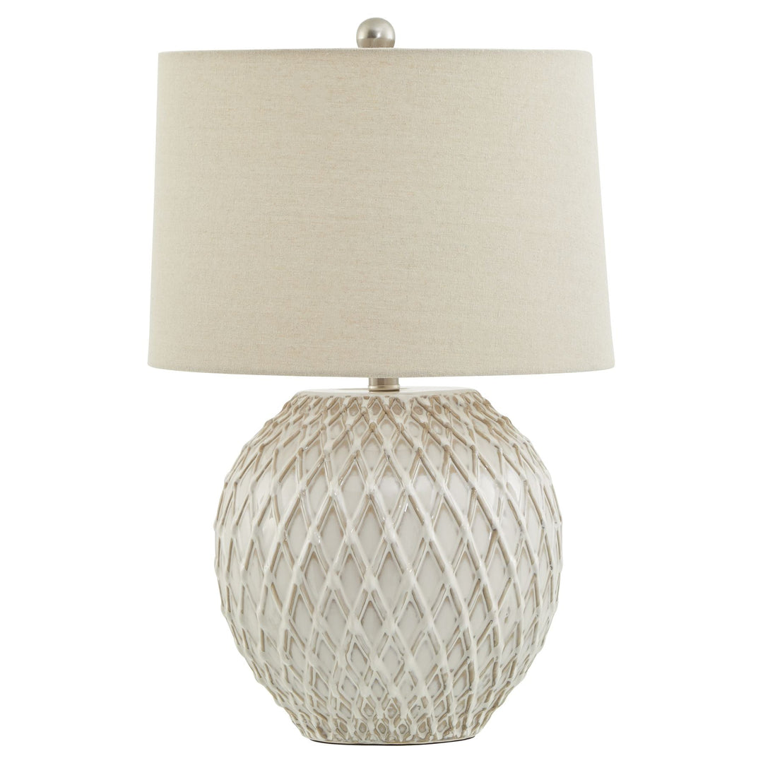 23056 - Coa Living Lattice Ceramic Table Lamp With Linen Shade - Coa Living