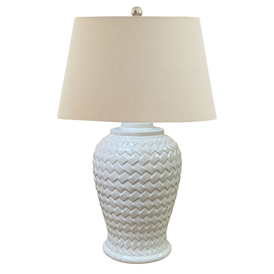 23058 - Coa Living Woven Ceramic Table Lamp With Linen Shade - Coa Living