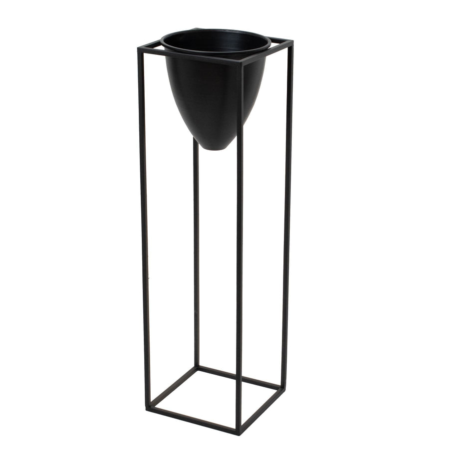 23086 - Coa Living Large Matt Black Bullet Planter On Black Frame - Coa Living