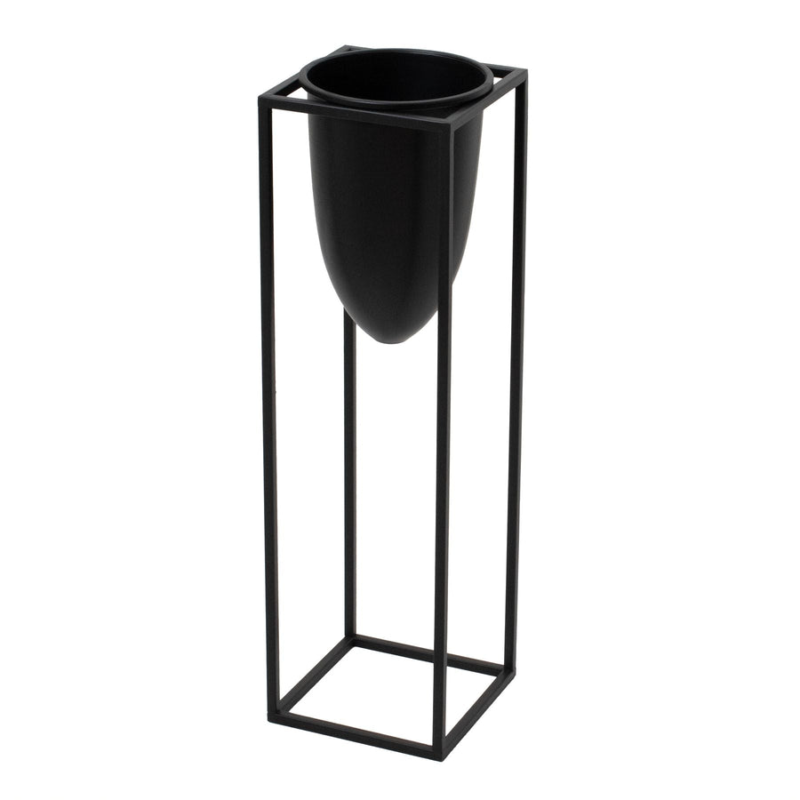 23095 - Coa Living Matt Black Bullet Planter On Black Frame - Coa Living