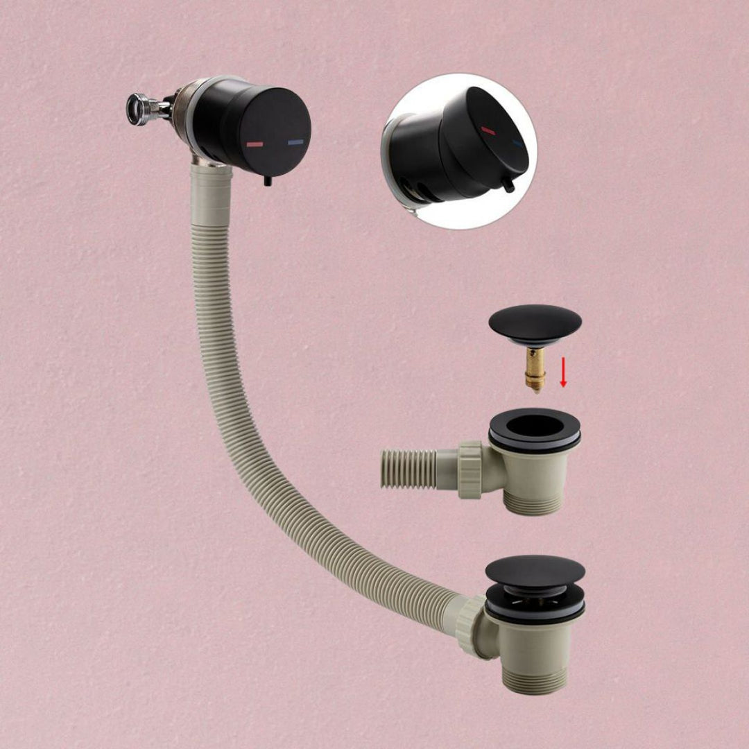 AM00089 - Amara Overflow and Bath Filler with Click Clack Waste in Matt Black - Coa Living