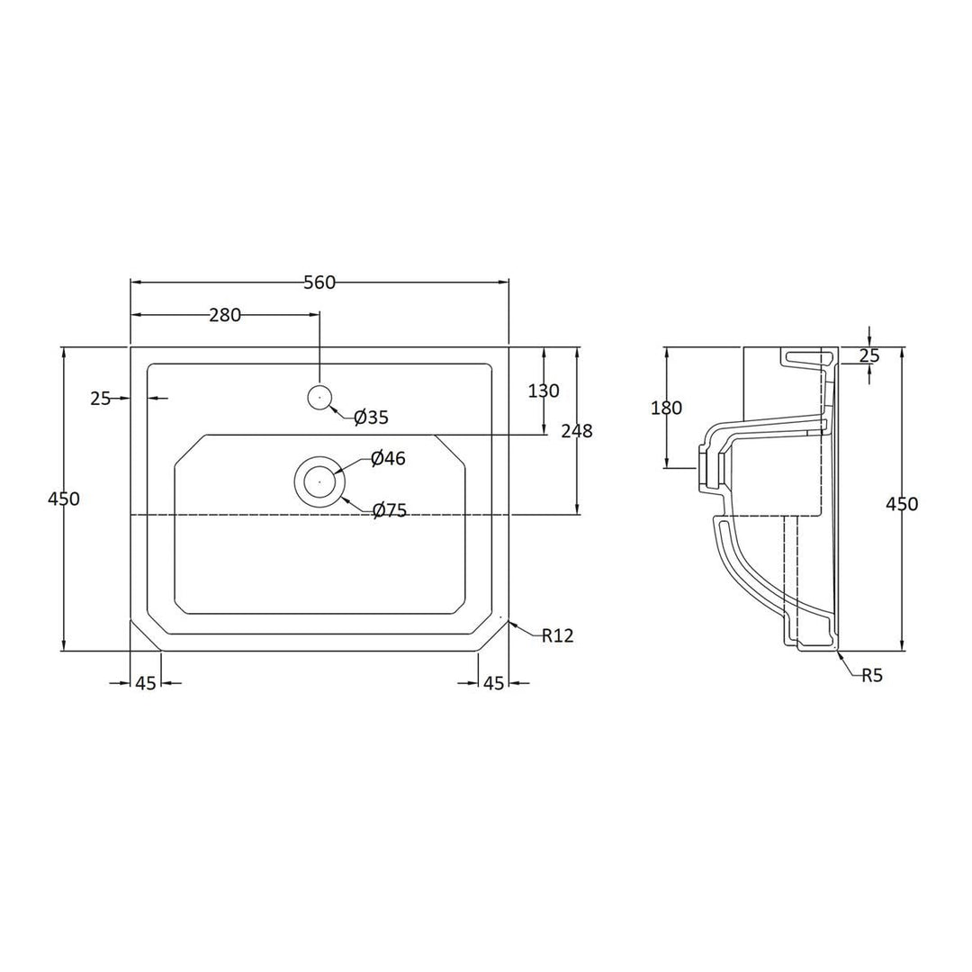 AM00127 - Amara Middleham Semi Recessed Wash Basin - Coa Living