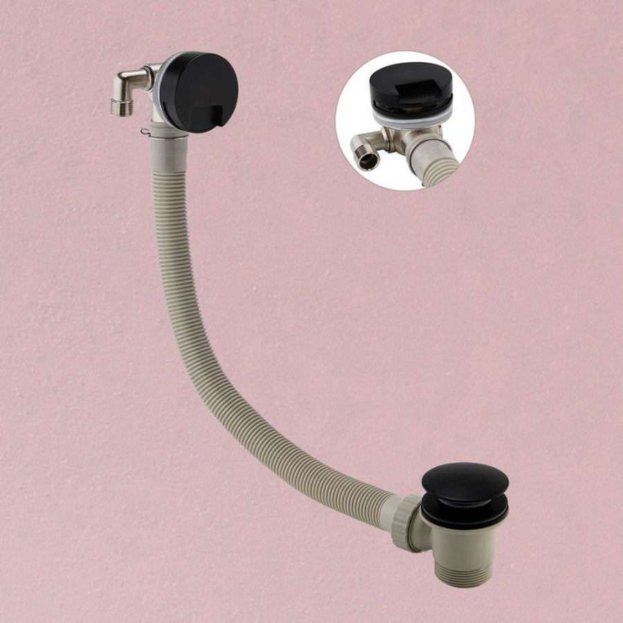 AM00175 - Amara Round Bath Filler Overflow with Click Clack Waste in Matt Black - Coa Living