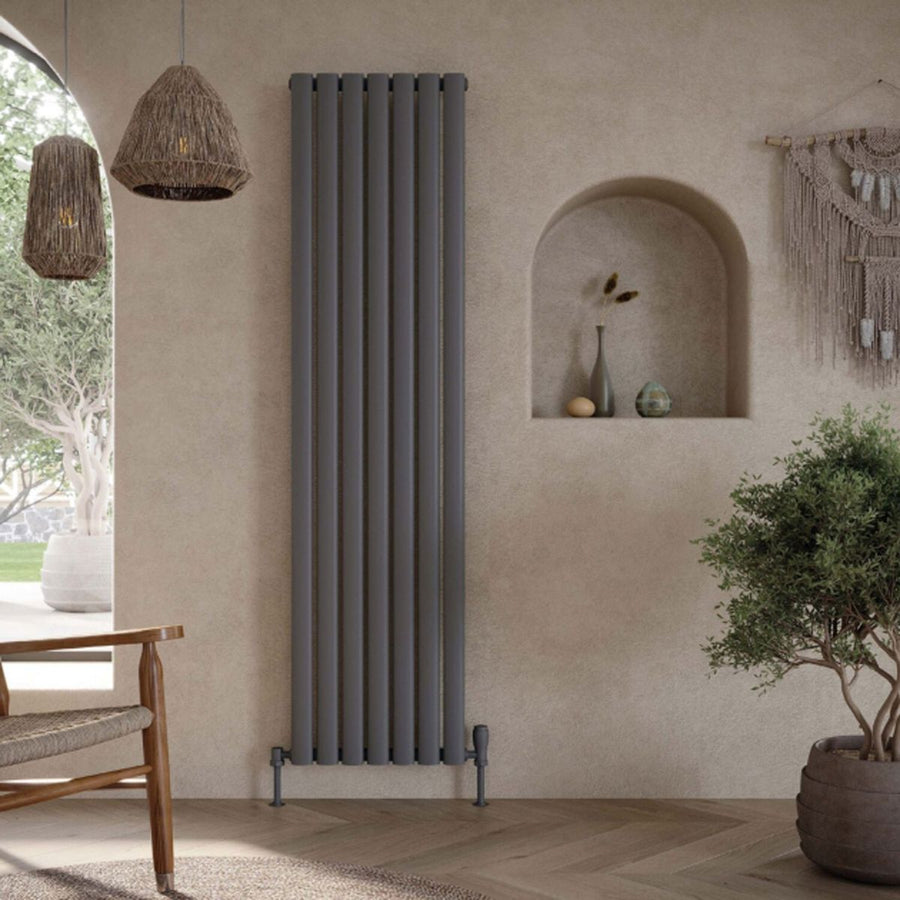 AM00224 - CL - Amara Crumble Single Panel Vertical Radiator in Anthracite 1800mm x 413mm - AM00224 - Coa Living