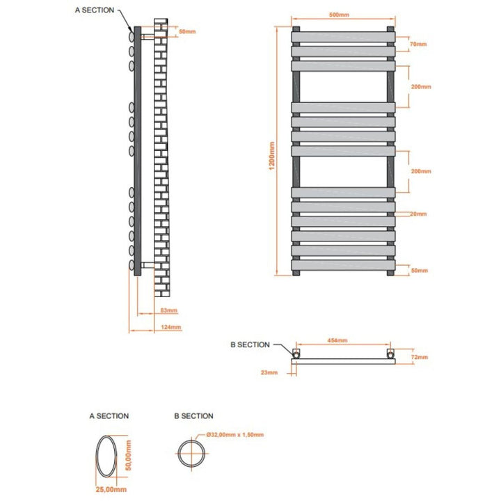 AM00309 - Amara Parkin Central Heating Towel Rail in Anthracite - Coa Living