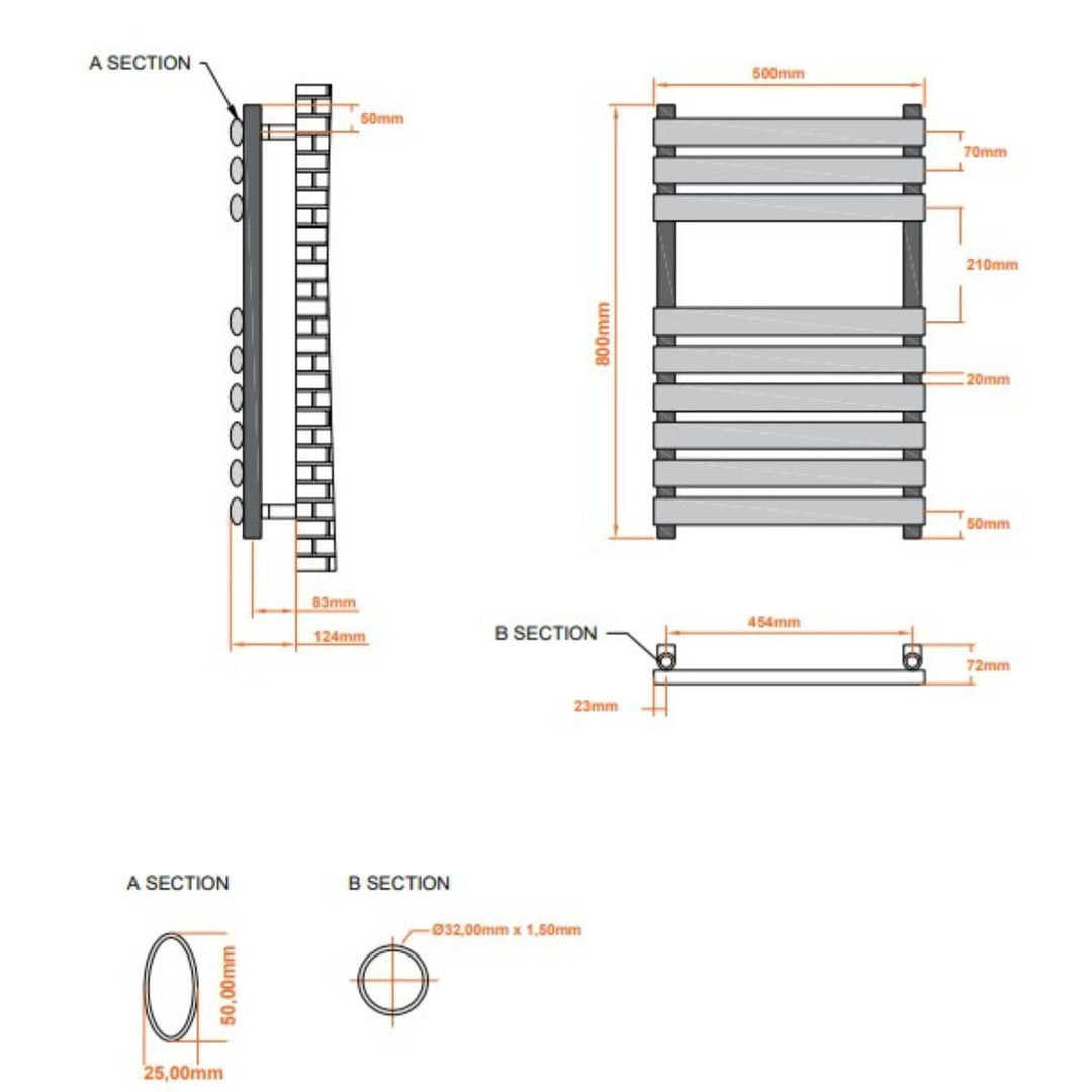 AM00310 - Amara Parkin Central Heating Towel Rail in Chrome - Coa Living