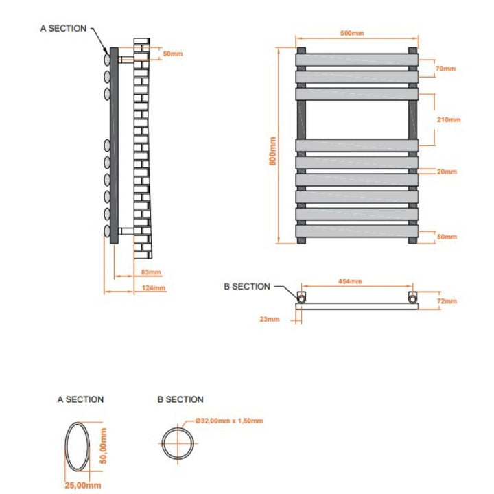 AM00310 - Amara Parkin Central Heating Towel Rail in Chrome - Coa Living