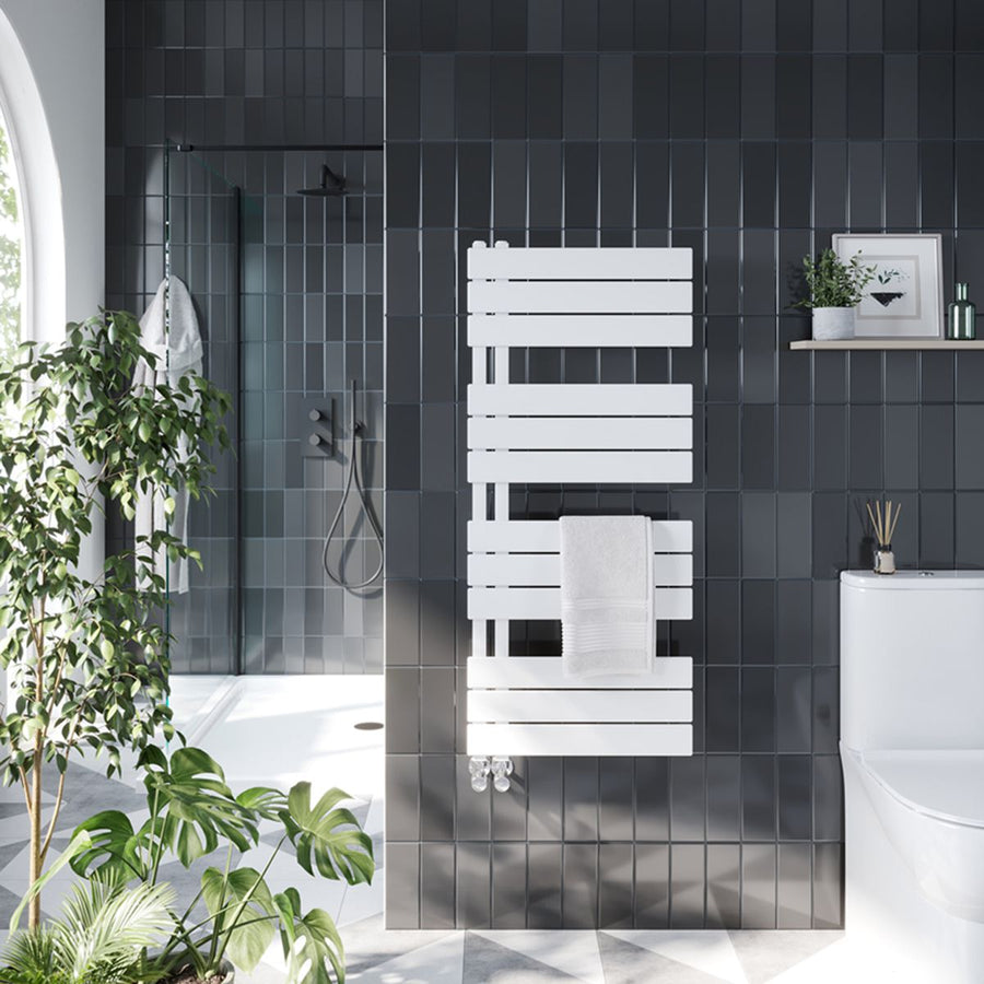 AM00326 - Amara Posset Central Heating Towel Rail in Matt White - Coa Living