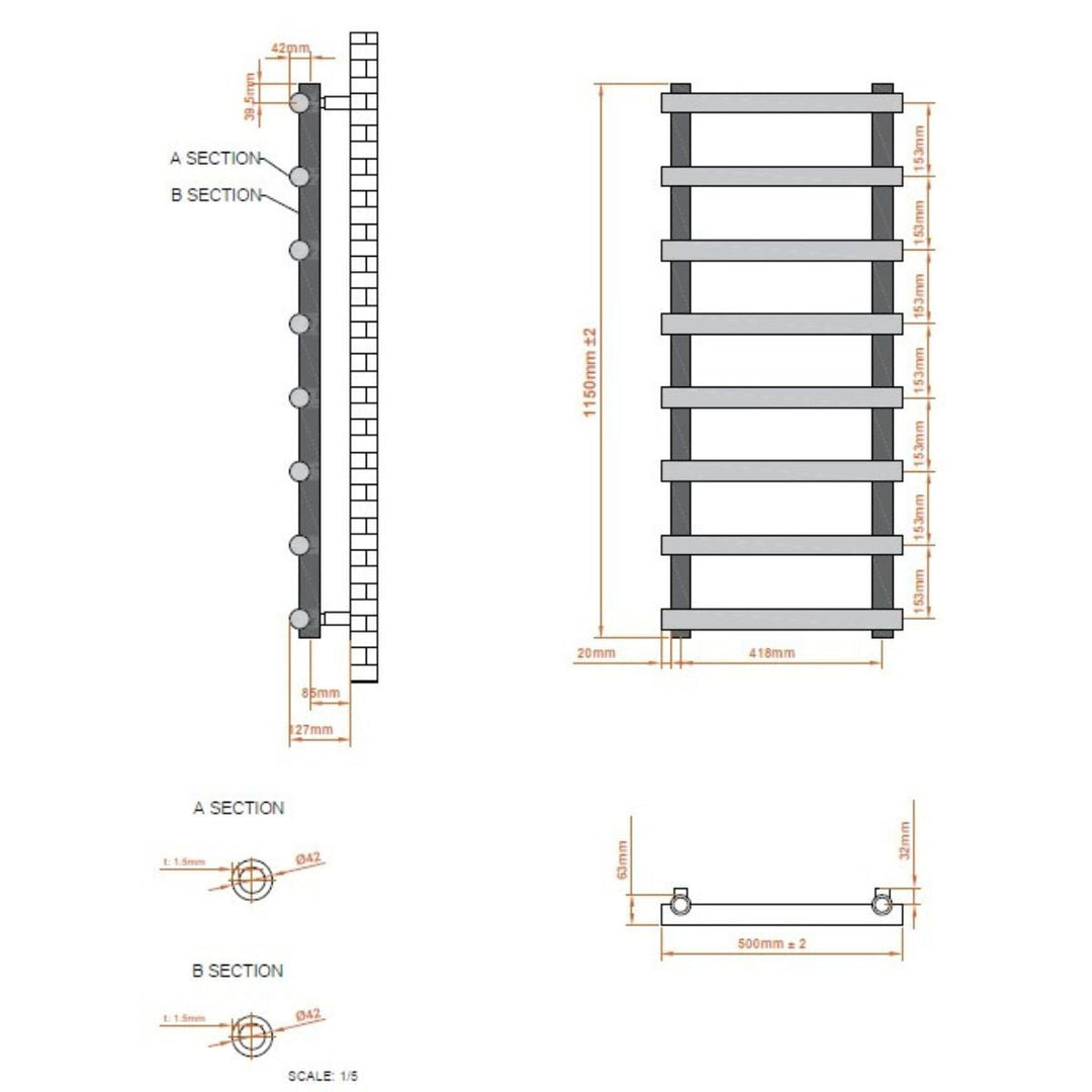 AM00330 - Amara Pudding Central Heating Towel Rail in Anthracite - Coa Living