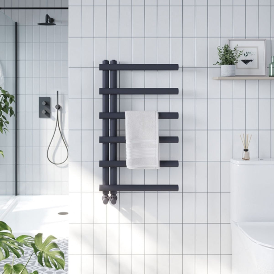 AM00345 - Amara Rascal Central Heating Towel Rail in Anthracite - Coa Living