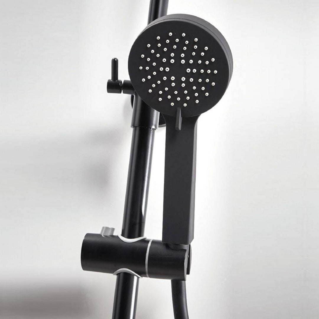 AM00435 - Amara Runswick Round Rigid Riser Shower in Matt Black with Round Handset - Coa Living