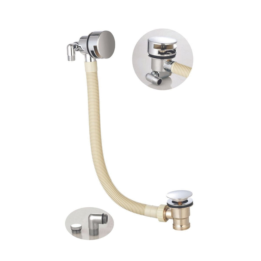 AM00483 - Amara Round Bath Filler Overflow with Click Clack Waste in Chrome - Coa Living