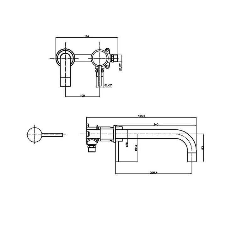 AM00549 - Amara Runswick Wall Mounted Bath Tap in Gunmetal - Coa Living