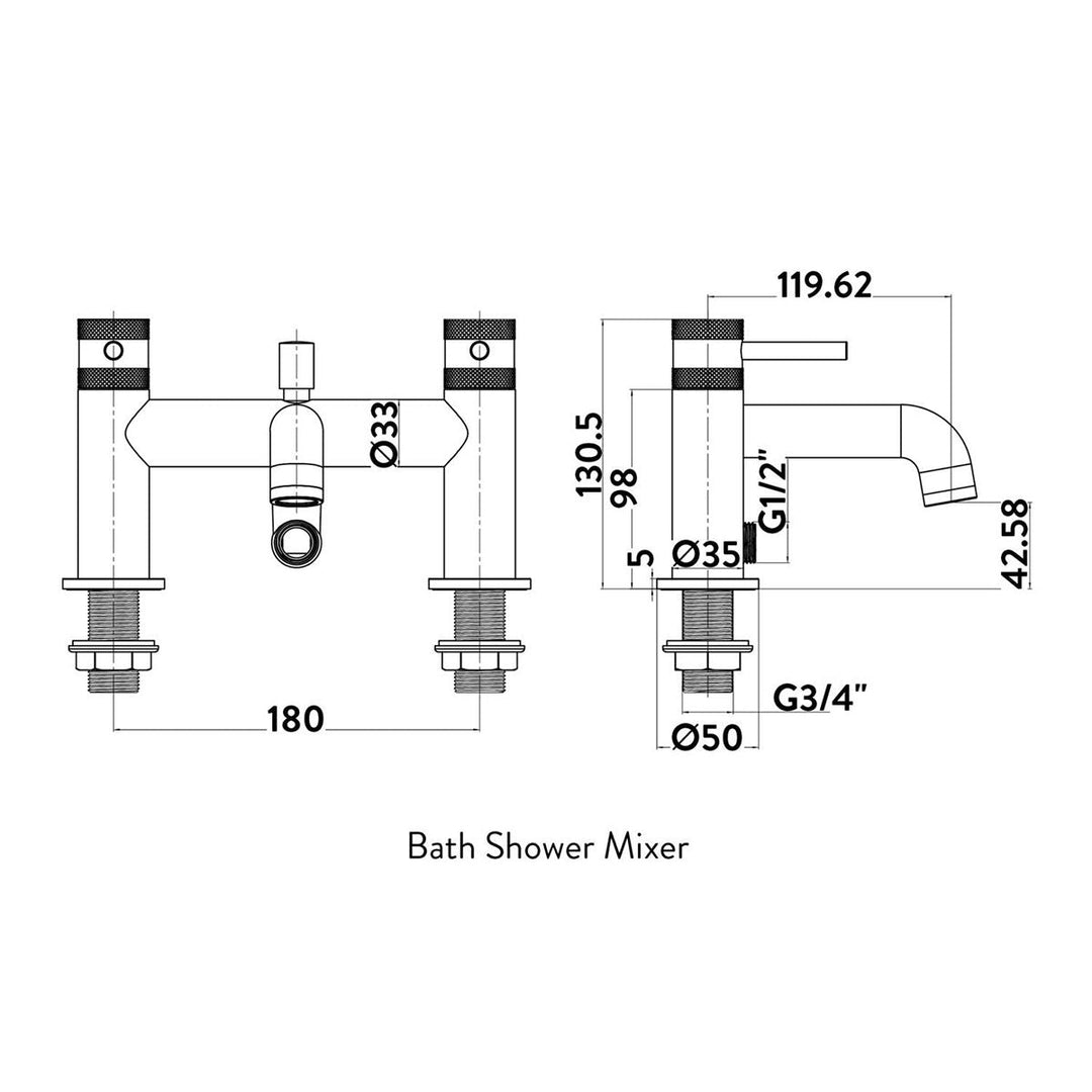 AM00562 - Amara Runswick Deck Mounted Bath Shower Mixer Tap in Chrome - Coa Living