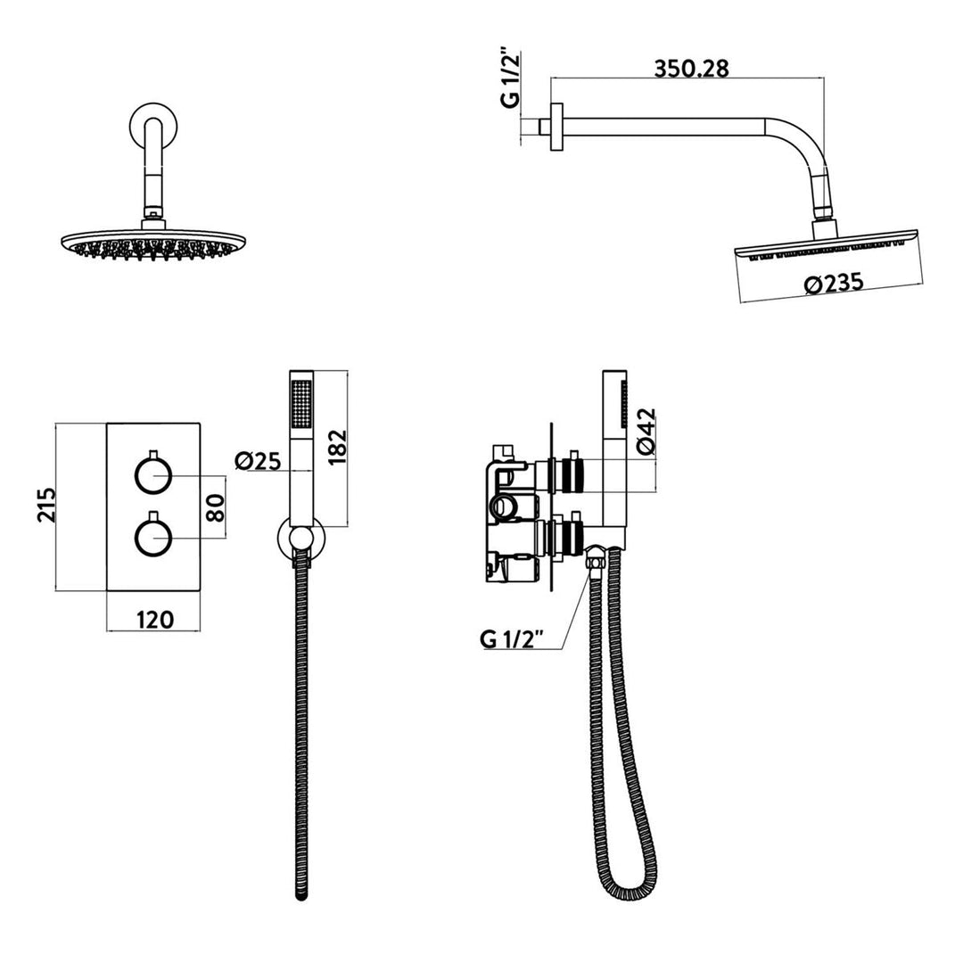 AM00571 - Amara Runswick Round Wall Mounted Shower Set in Chrome - Coa Living