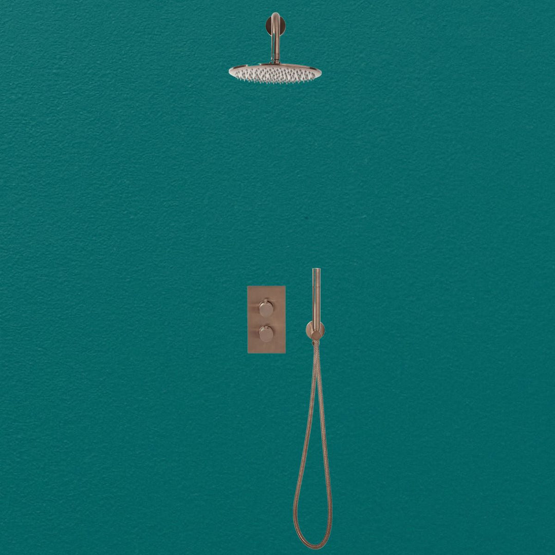 AM00592 - Amara Runswick Round Wall Mounted Shower Set in Brushed Bronze - Coa Living