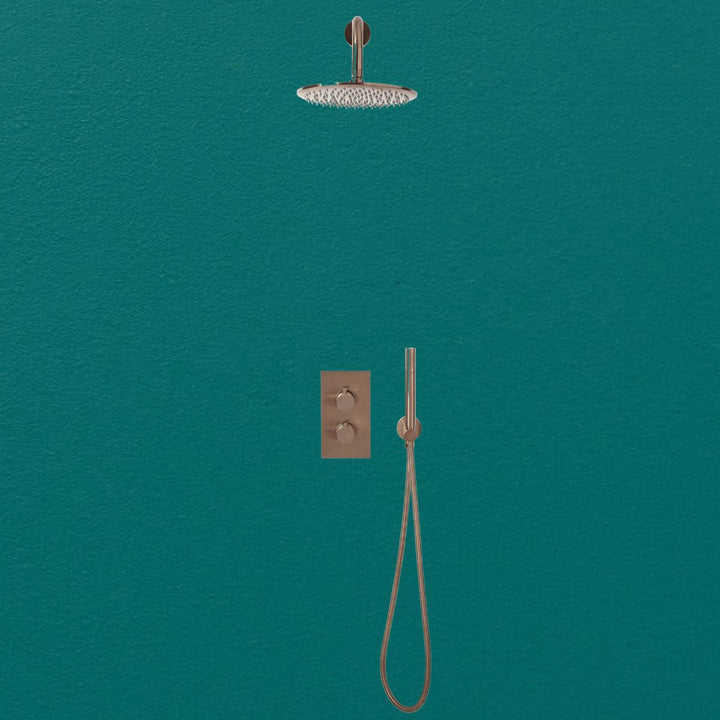 AM00592 - Amara Runswick Round Wall Mounted Shower Set in Brushed Bronze - Coa Living