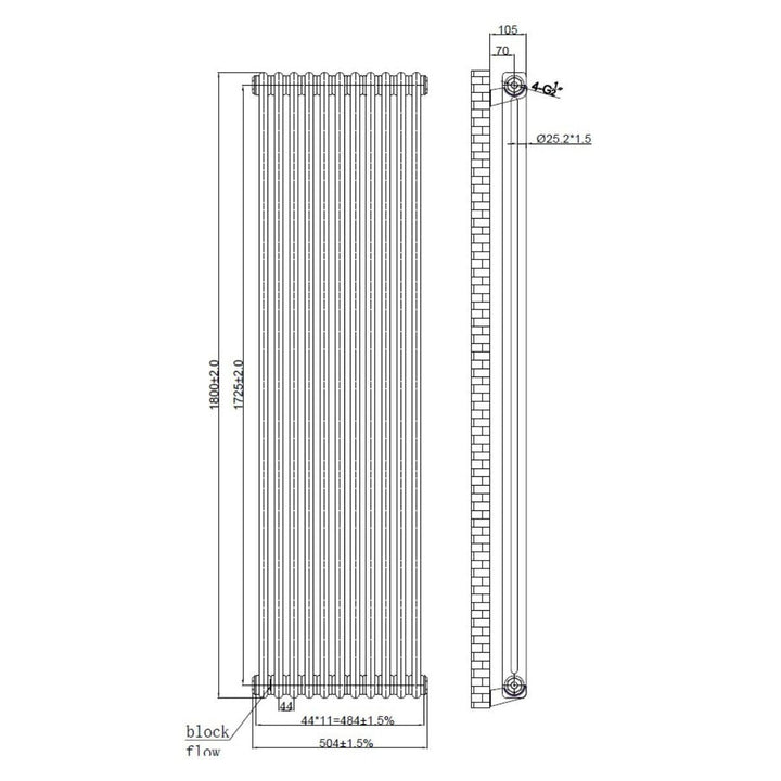 AM00621 - Amara 2 Column Vertical Radiator in Lacquered Raw Metal - Coa Living