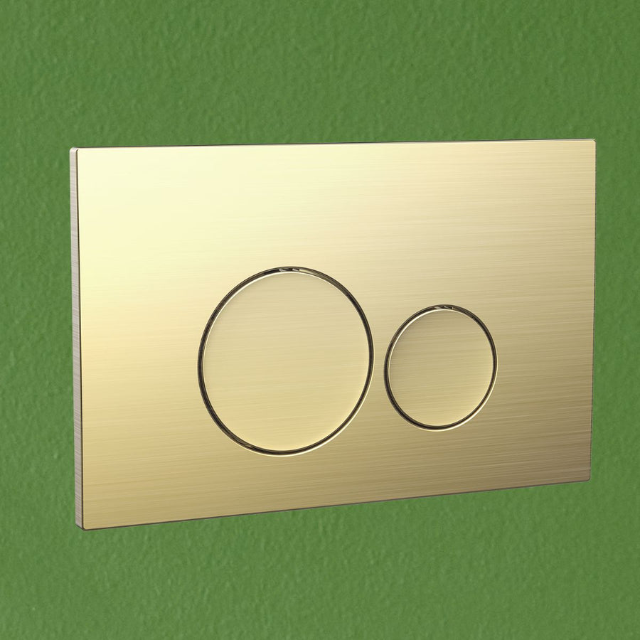 AM00659 - Amara Rectangular Flush Plate with Round Buttons in Brushed Brass - Coa Living