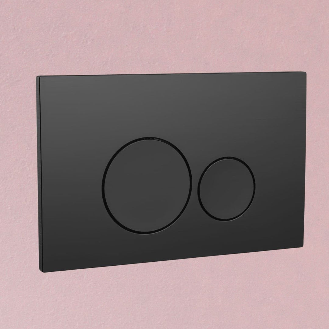 AM00661 - Amara Rectangular Flush Plate with Round Buttons in Matt Black - Coa Living