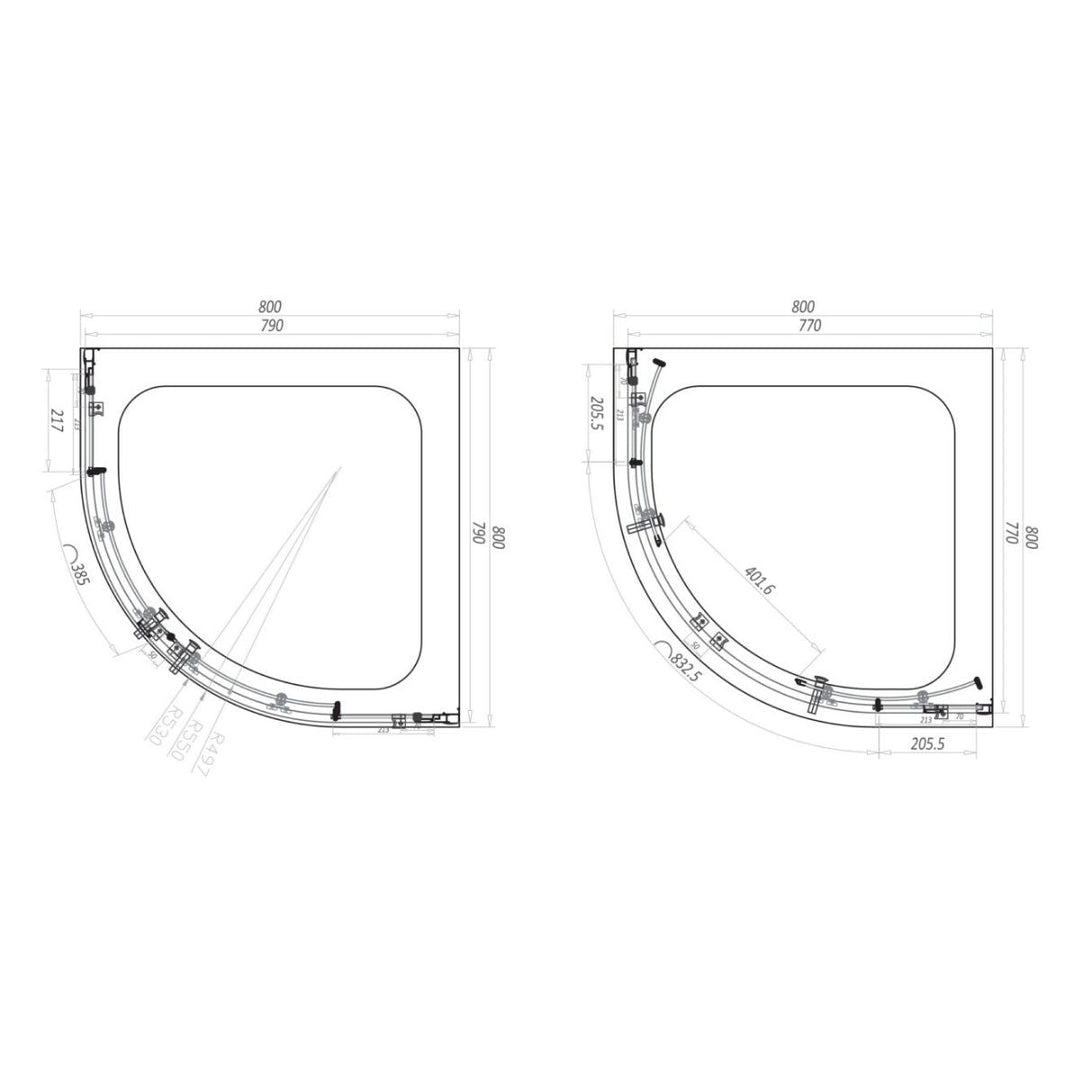 AM00700 - Amara Levisham Double Door Quadrant Shower Enclosure in Brushed Brass 800 x 800 - AM00700 800 x 800 - Coa Living