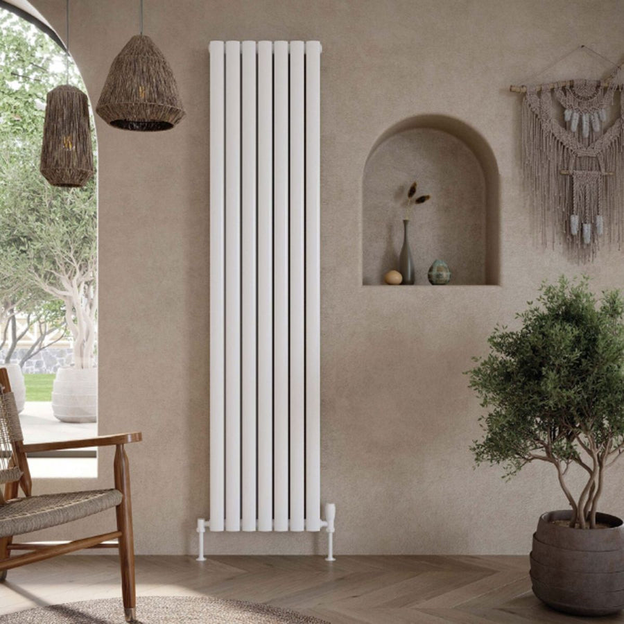 AM00959 - Amara Crumble Double Panel Vertical Radiator in White - Coa Living