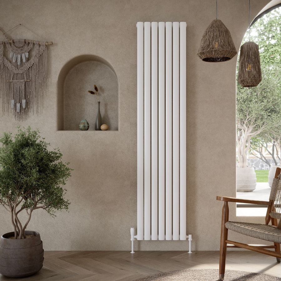 AM00961 - Amara Crumble Single Panel Vertical Radiator in White - Coa Living