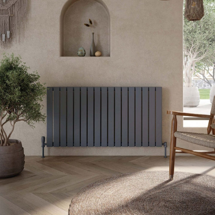 AM00969 - Amara Crumble Single Panel Horizontal Radiator in Anthracite - Coa Living