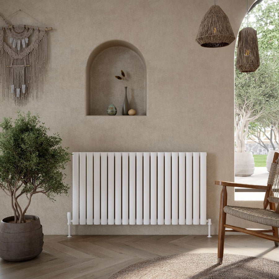 AM00970 - Amara Crumble Single Panel Horizontal Radiator in White - Coa Living