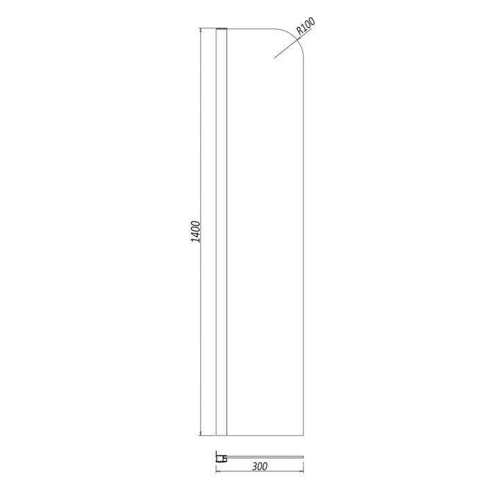 AM01723 - Amara 6mm Fixed Radius Bath Screen - 1400x300mm | Sleek, Durable Protection - Coa Living