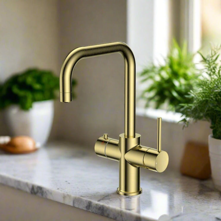 AM02142 - Amara Roecliffe U Spout Boiling Water Tap Pack in Brushed Brass - Coa Living