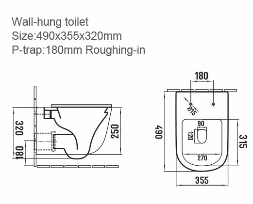 AM02150 - Amara Eavestone Rimless Round Wall Hung WC with Soft Close Seat - Coa Living