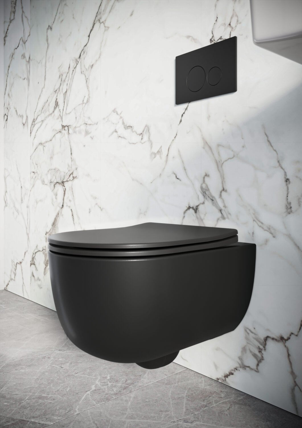 AM02151 - Amara Eavestone Rimless Round Wall Hung WC with Soft Close Seat - Coa Living