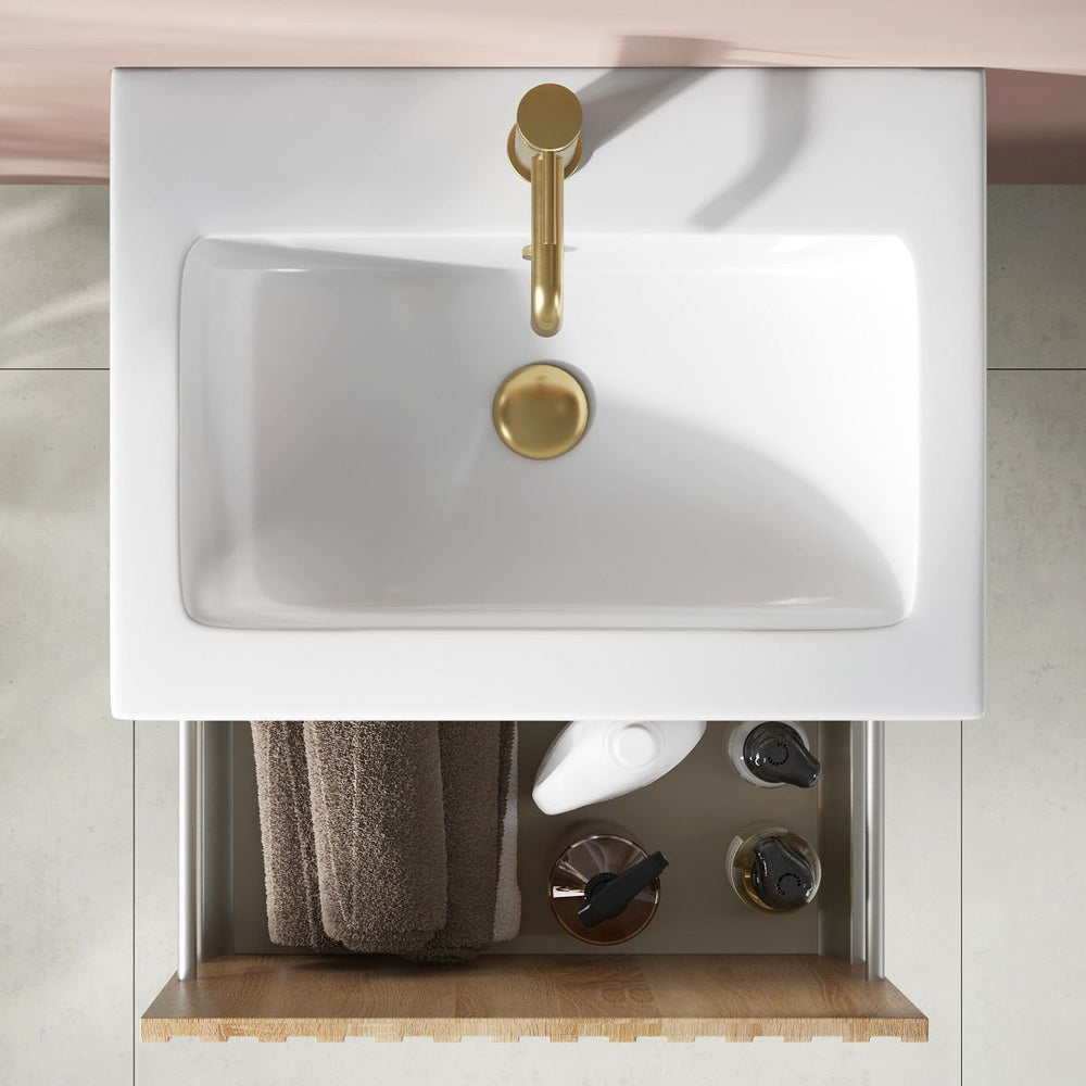 '- Amara Aysgarth 600mm Vanity Unit and Basin in Oak - Coa Living