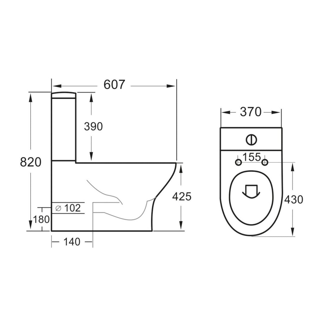 '- Amara Bainbridge Rimless Close Coupled Toilet in White - Coa Living