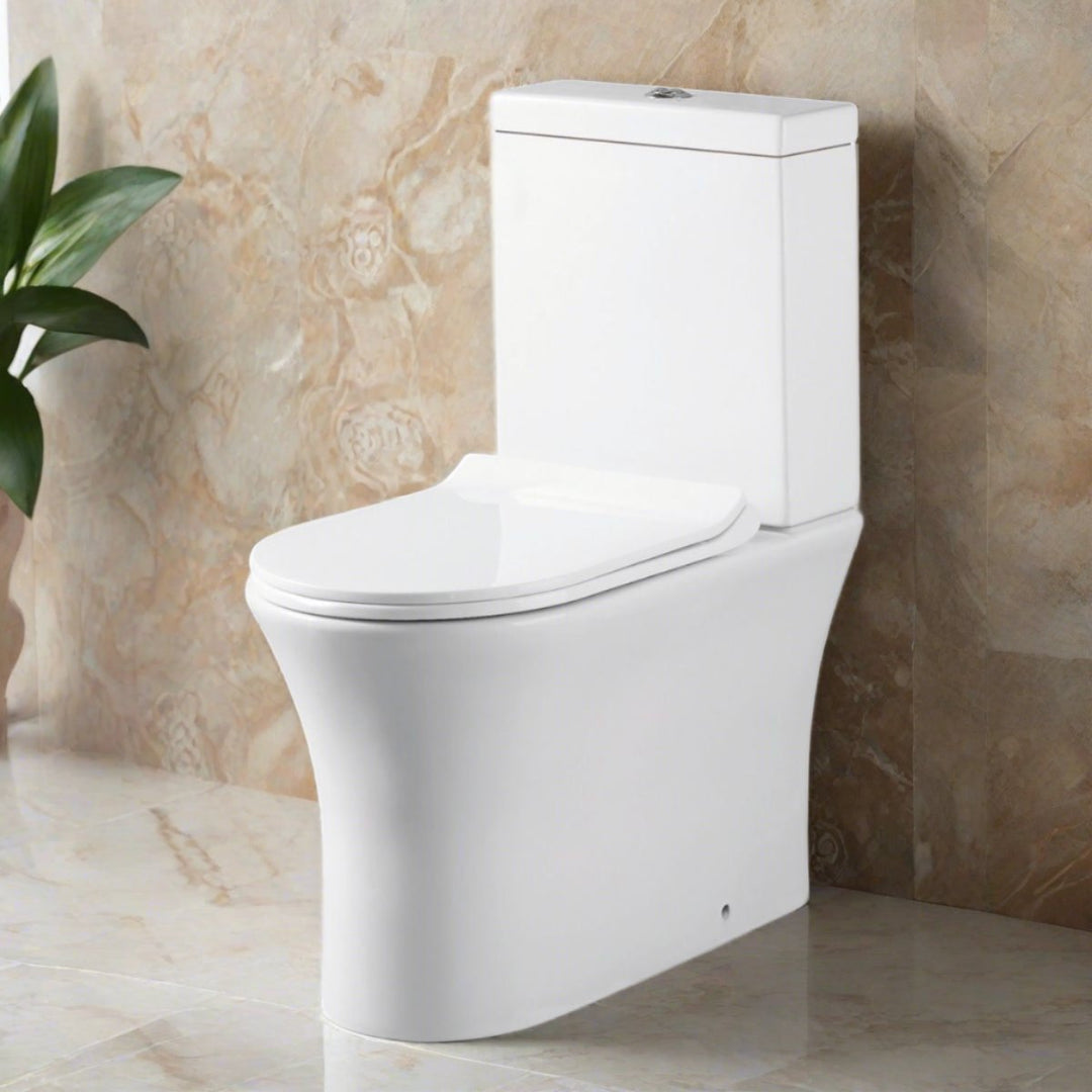 '- Amara Bainbridge Rimless Comfort Height Close Coupled Toilet in White - Coa Living