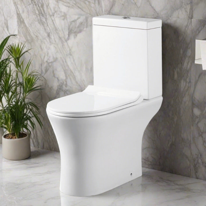 '- Amara Bainbridge Rimless Open Back Close Coupled Toilet in White - Coa Living