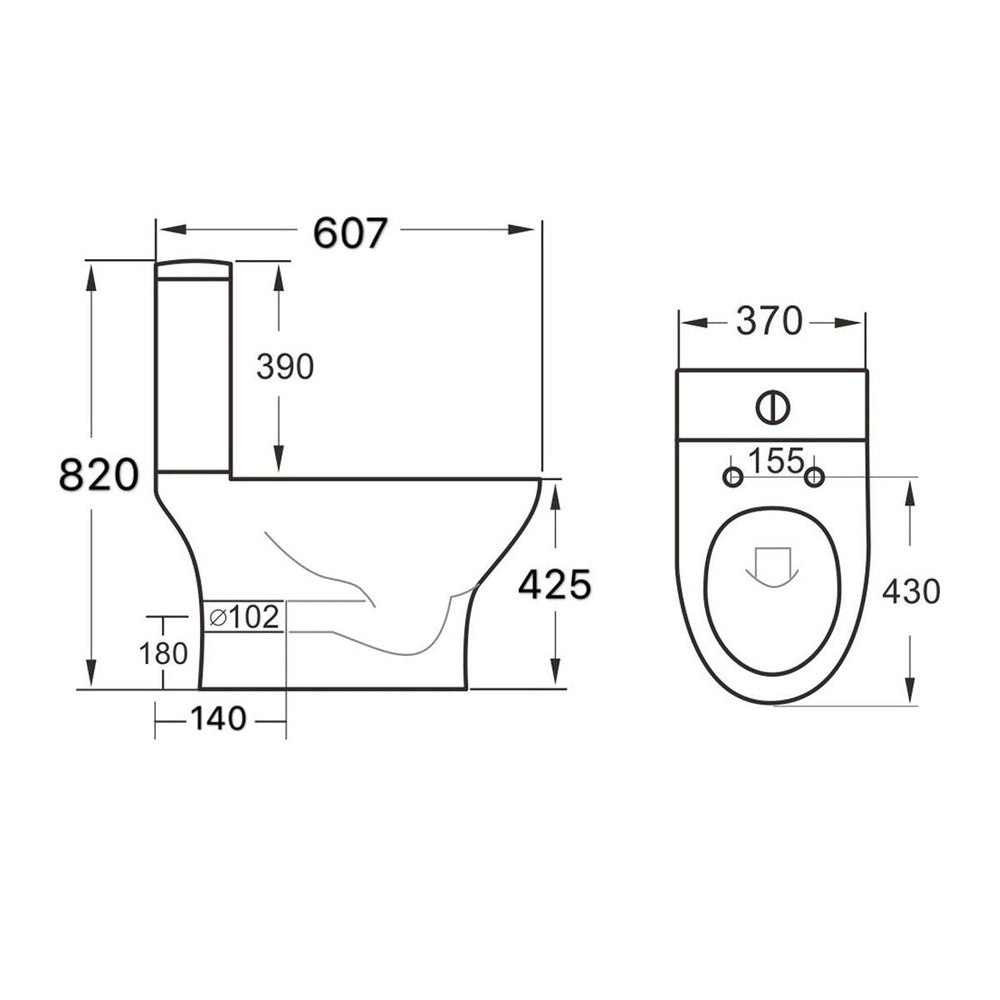 '- Amara Bainbridge Rimless Open Back Close Coupled Toilet in White - Coa Living