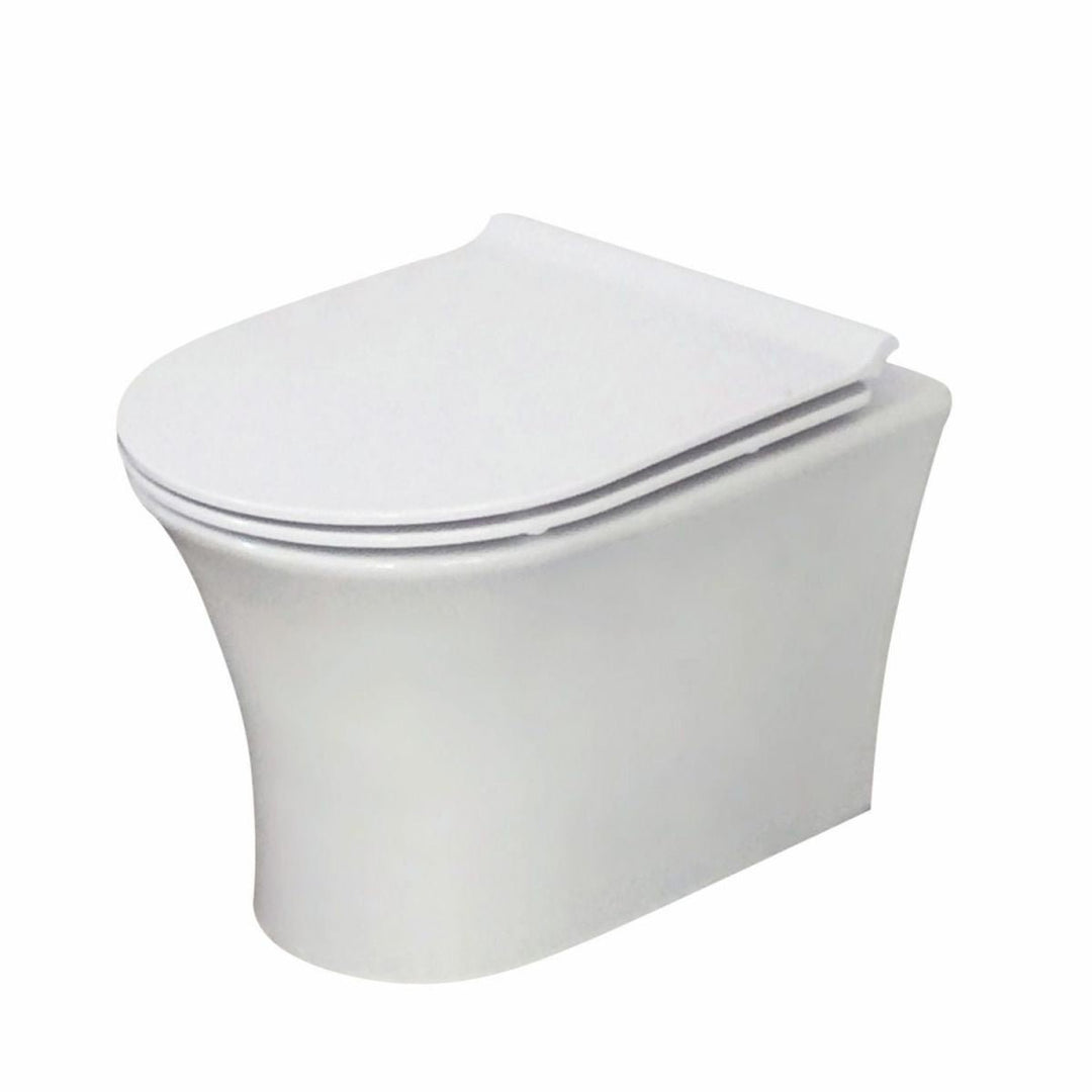 '- Amara Bainbridge Rimless Wall Hung Toilet Pan and Seat in White - Coa Living