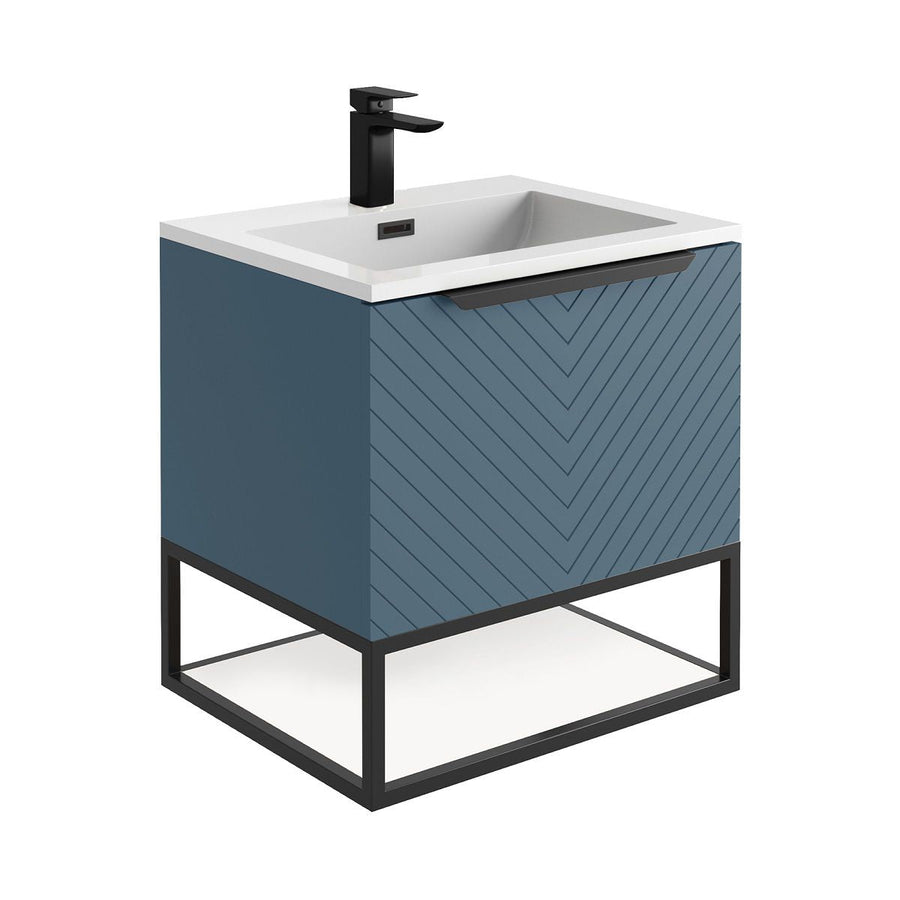 '- Amara Bedlam 600mm Vanity Unit and Basin in Blue and Black - Coa Living