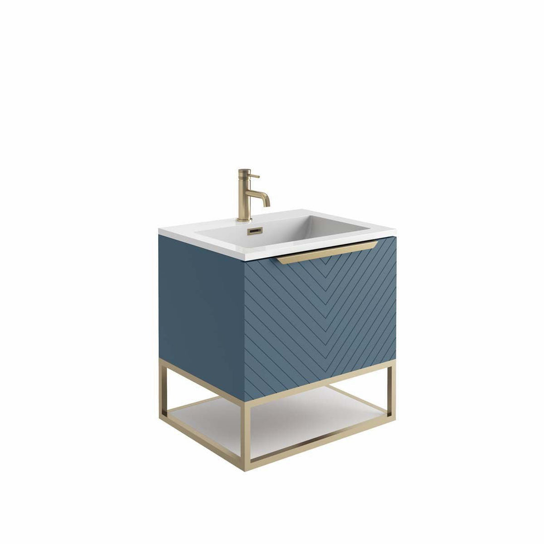 '- Amara Bedlam 600mm Vanity Unit and Basin in Blue and Brushed Brass - Coa Living