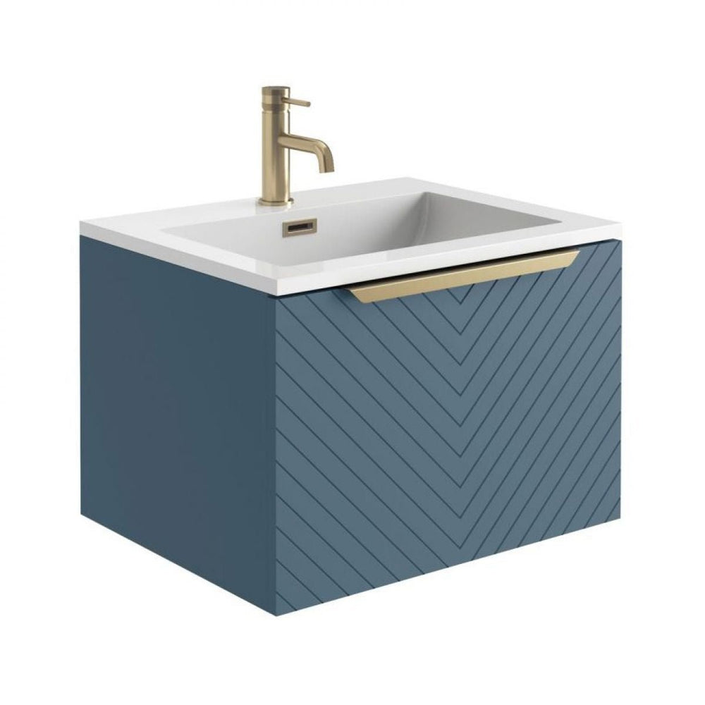 '- Amara Bedlam 600mm Vanity Unit and Basin in Blue and Brushed Brass - Coa Living