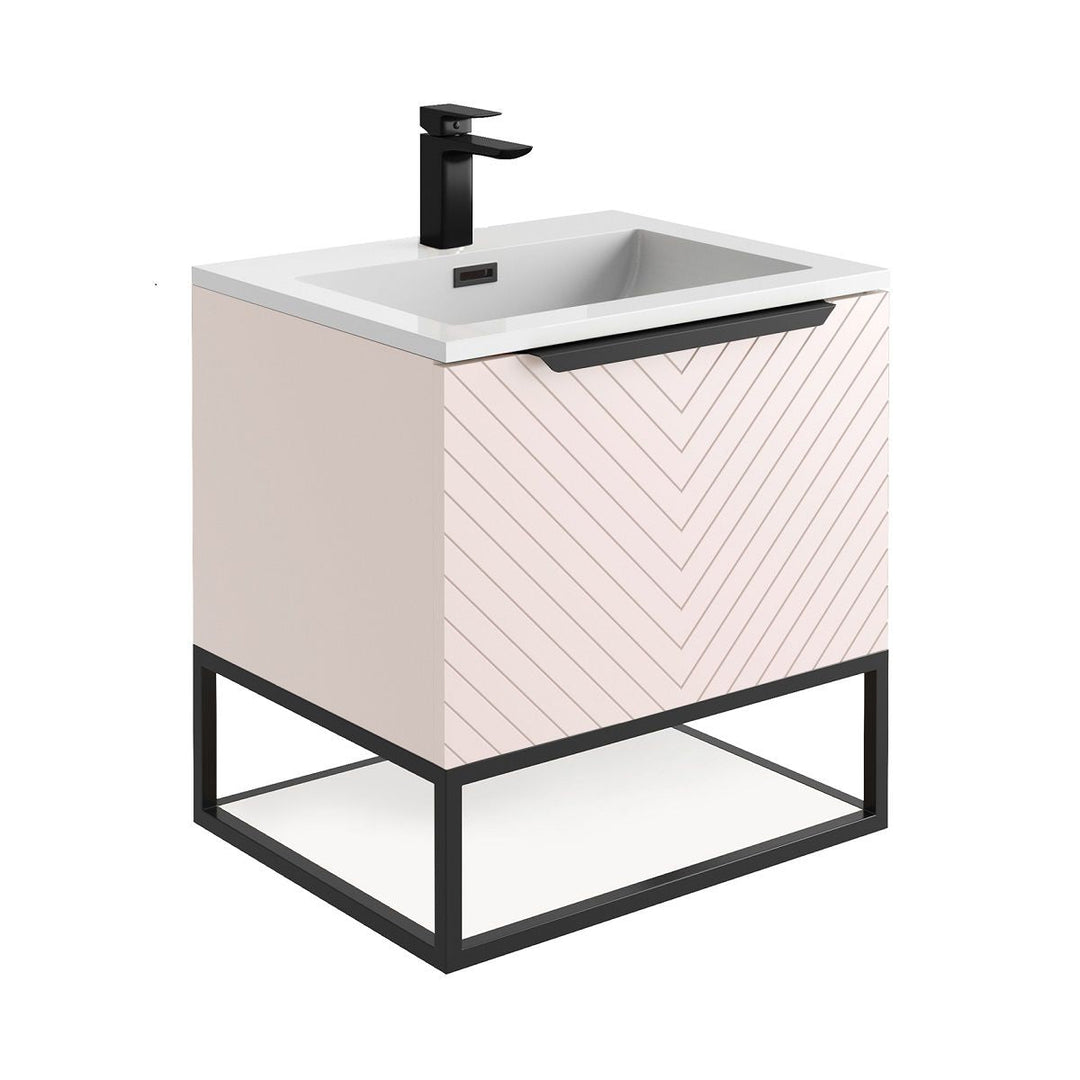 '- Amara Bedlam 600mm Vanity Unit and Basin in Pink and Black - Coa Living